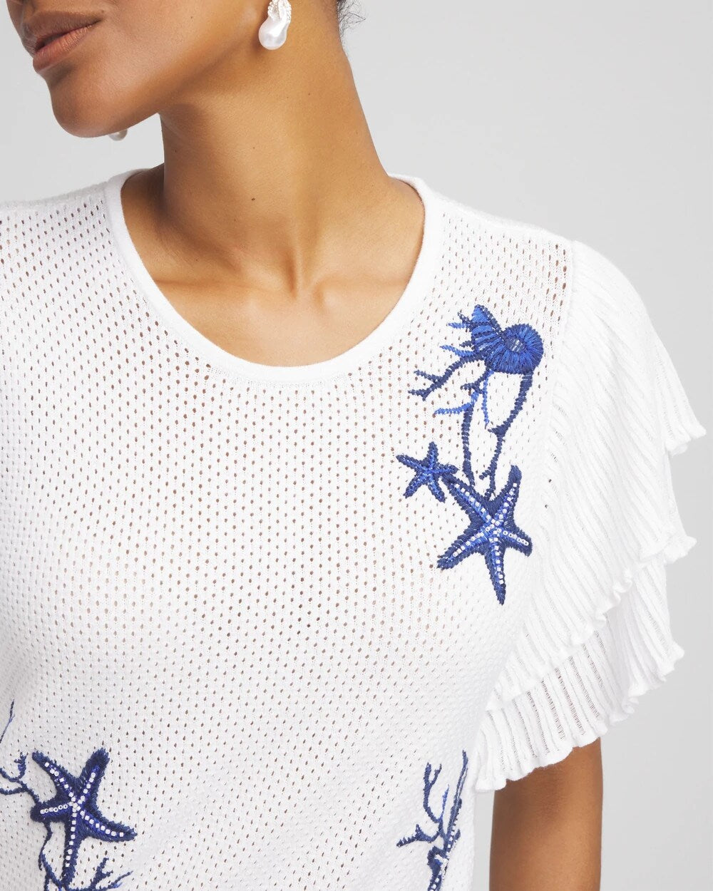 Chico's New | Ocean Motif Pullover Sweater