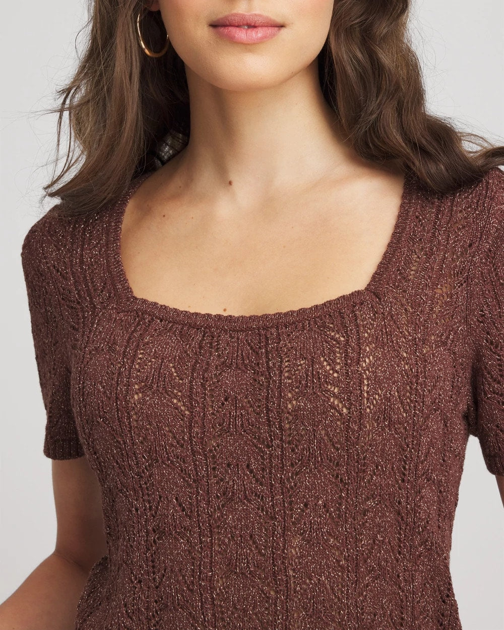 Chico's Smart Buy | Pointelle Square-Neck Pullover Sweater