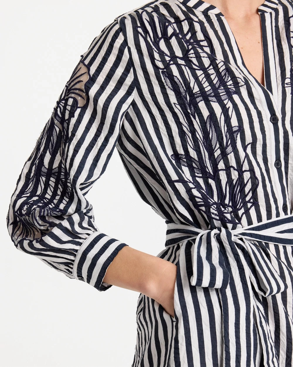 Chico's Trusted | Embroidered Striped Dress
