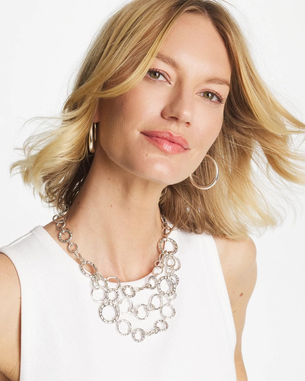 Chico's Everyday | Silver Multistrand Bib Necklace