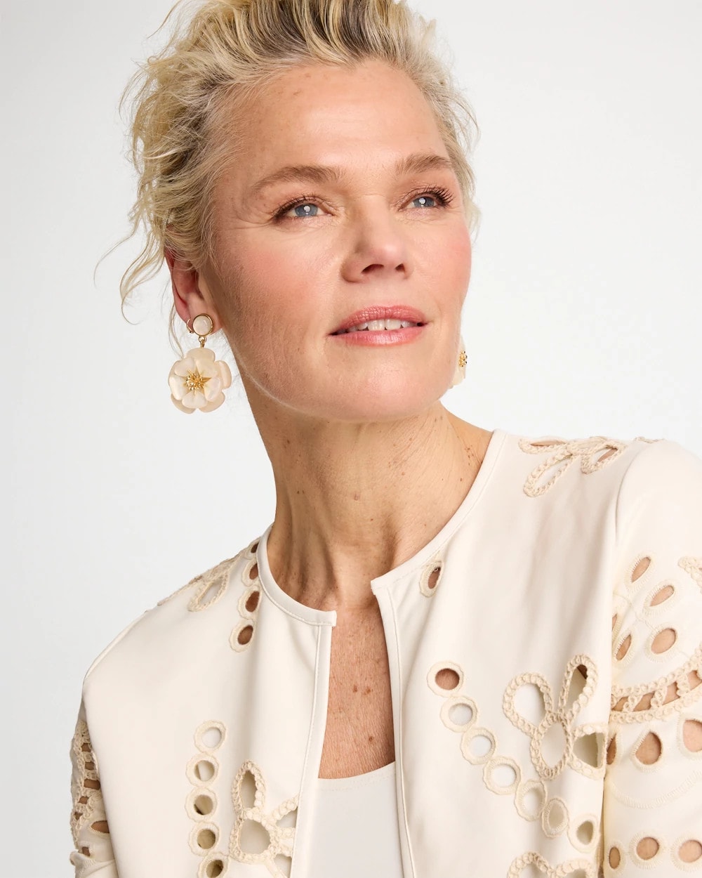 Chico's Special Offer | Neutral Flower Drop Earrings