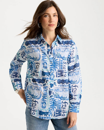 Chico's Discount | Cotton Voile Collared Beach Shirt