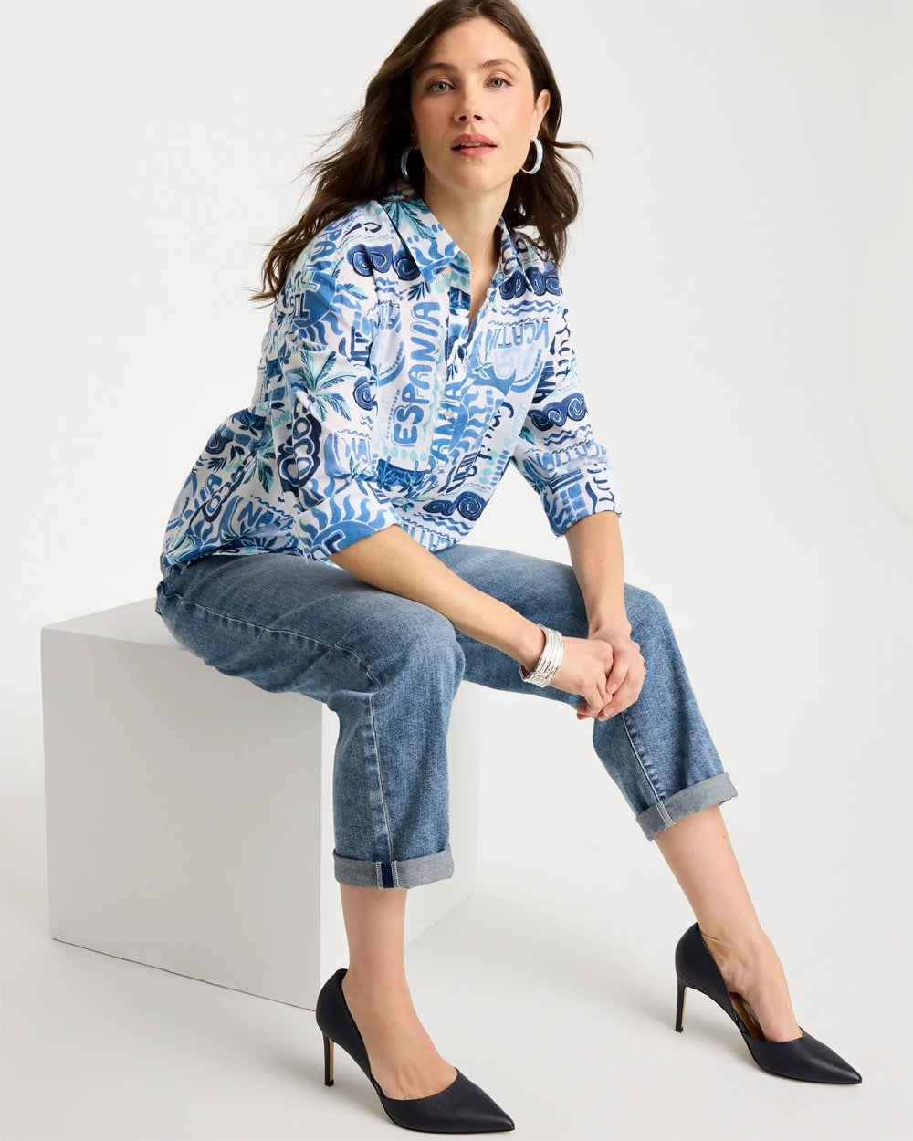 Chico's Discount | Cotton Voile Collared Beach Shirt