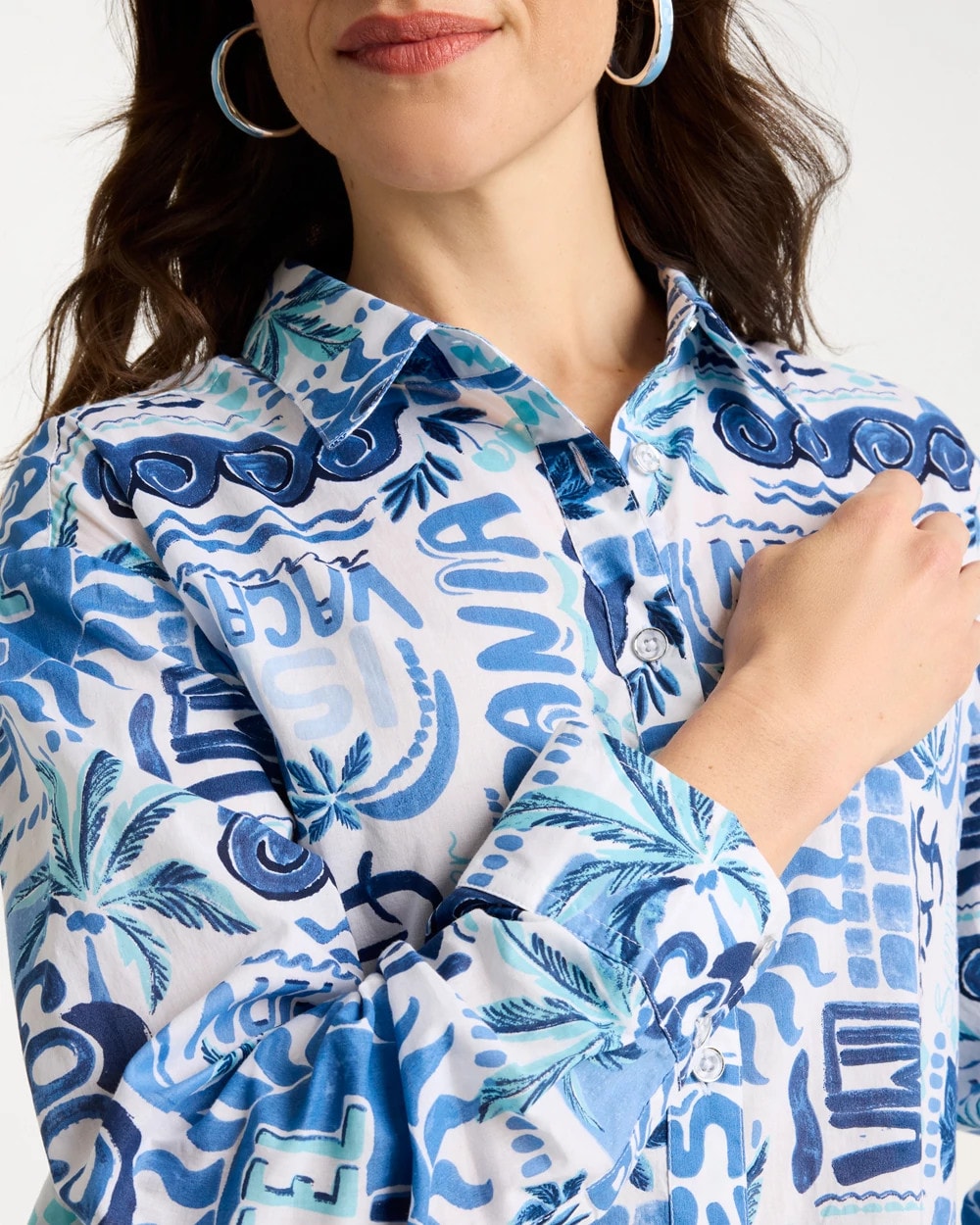 Chico's Discount | Cotton Voile Collared Beach Shirt