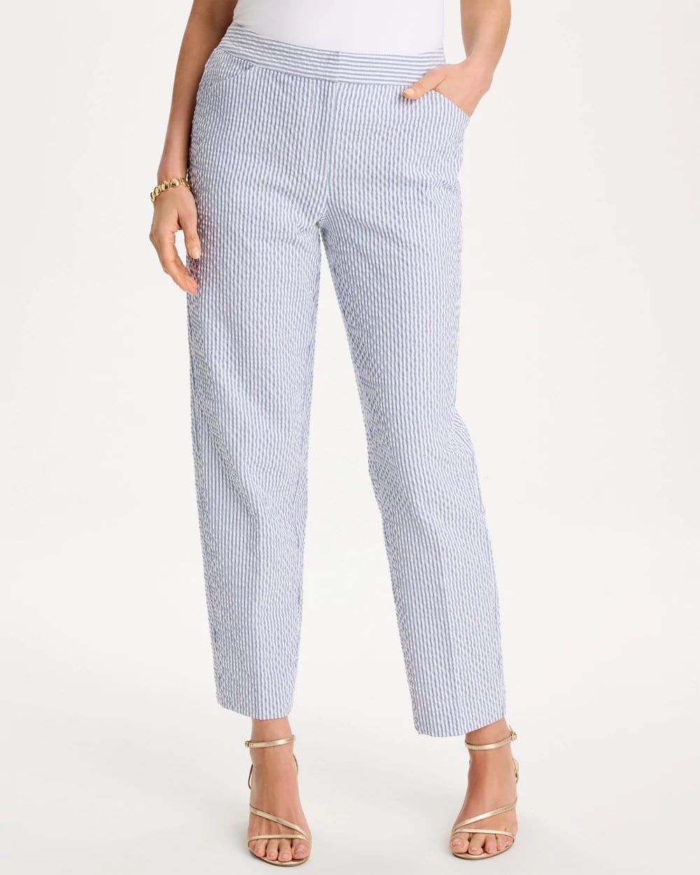 Chico's Best Seller | Striped Seersucker Straight Ankle Pants