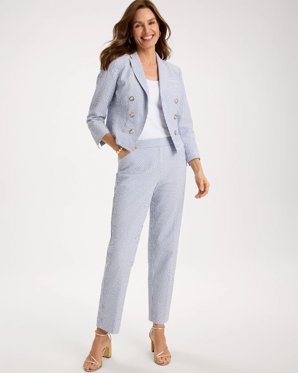 Chico's Best Seller | Striped Seersucker Straight Ankle Pants