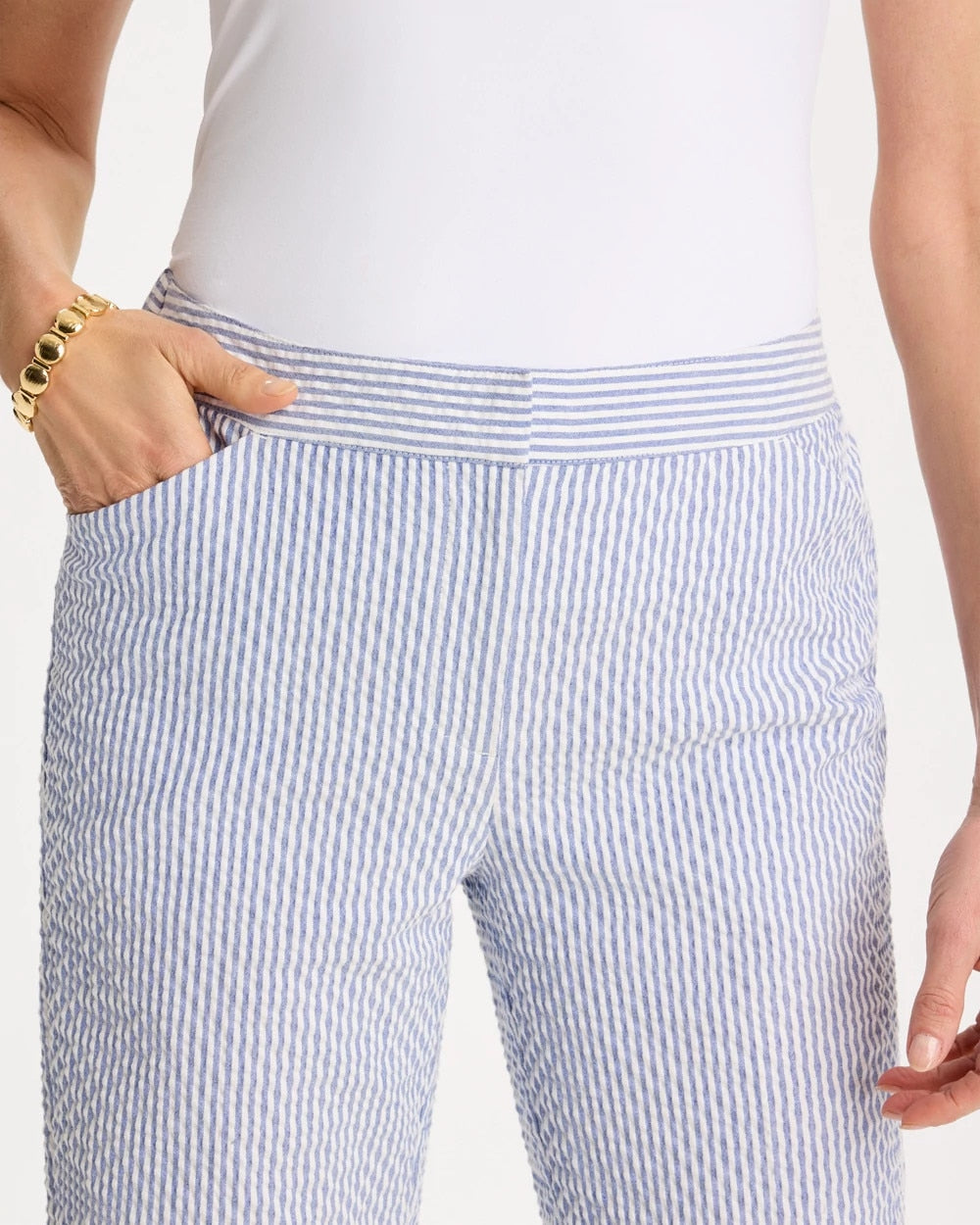 Chico's Best Seller | Striped Seersucker Straight Ankle Pants