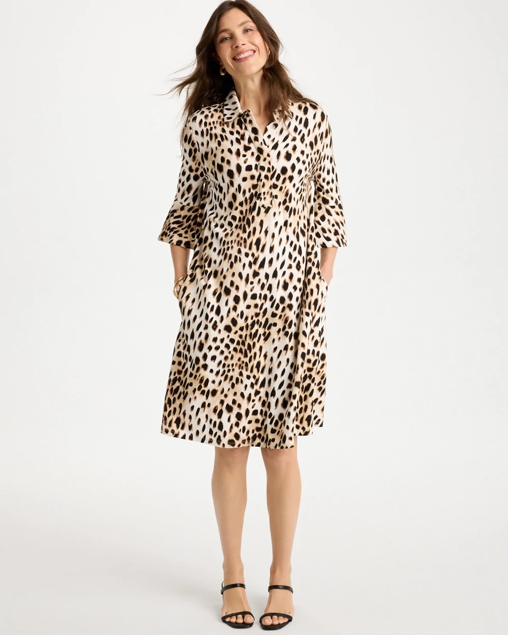 Chico's Premium | Ponte Knit Flounce Sleeve Dress