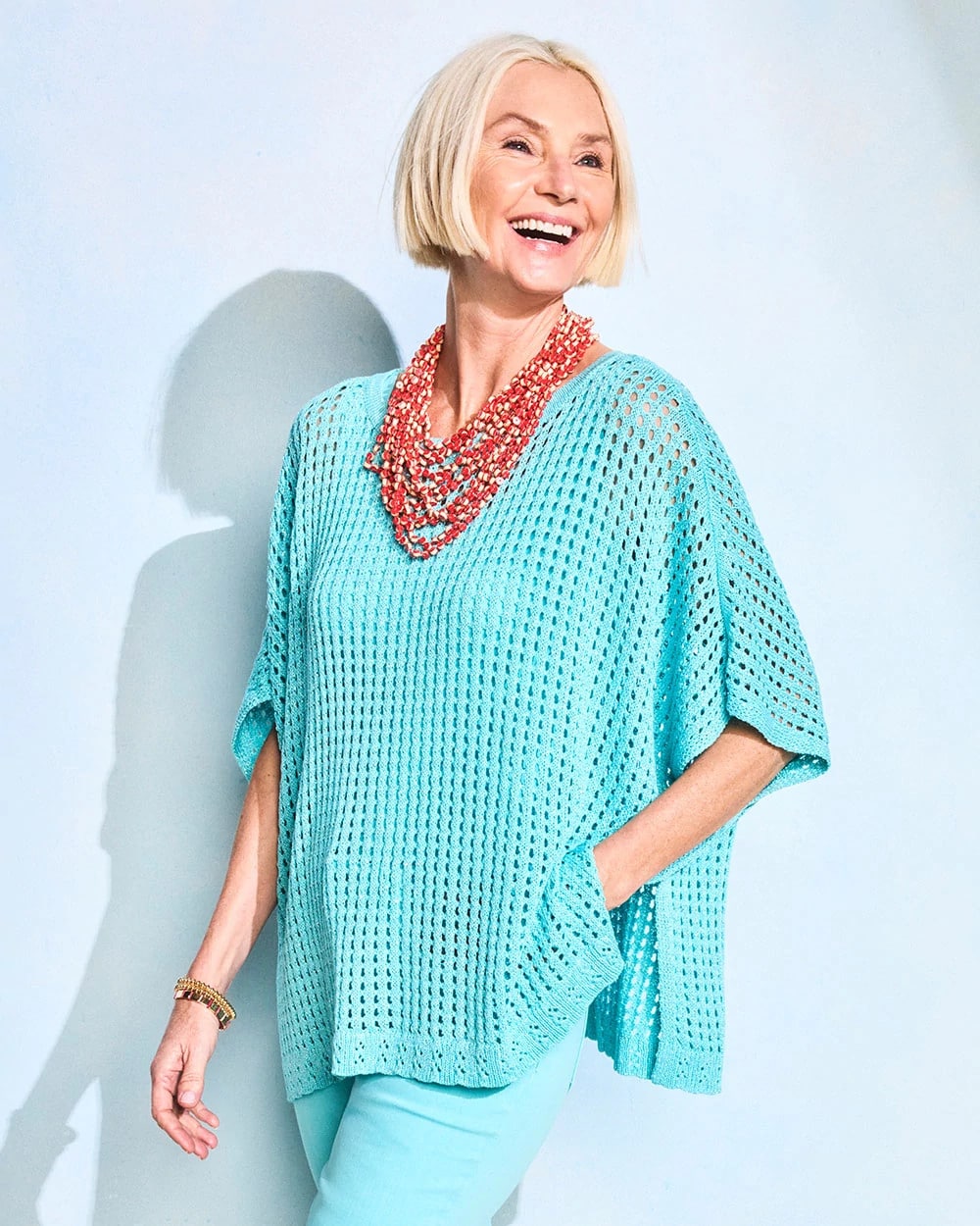 Chico's Premium | Lurex Open-Stitch Sweater Poncho