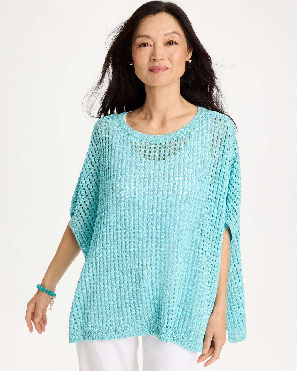 Chico's Premium | Lurex Open-Stitch Sweater Poncho