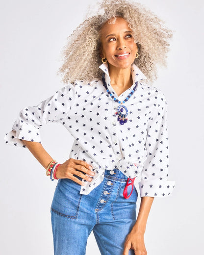 Chico's Classic | No Iron™ Stretch Jacquard Stars Shirt