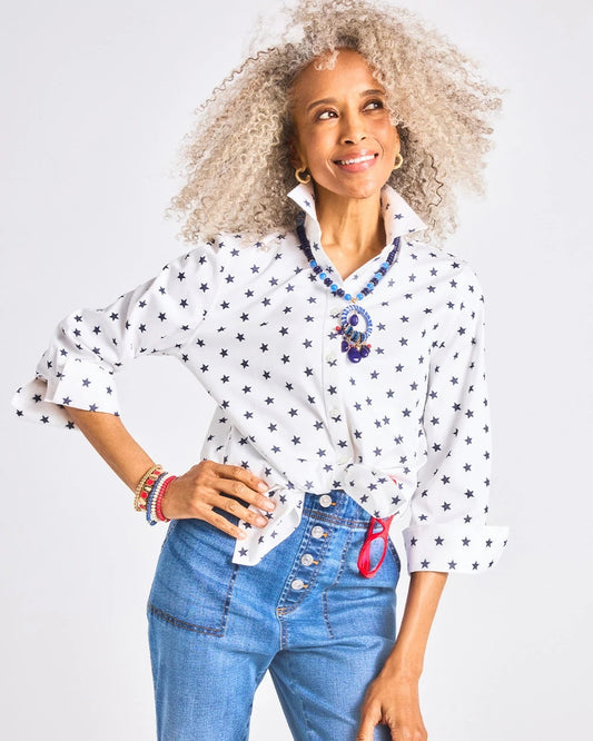 Chico's Classic | No Iron™ Stretch Jacquard Stars Shirt