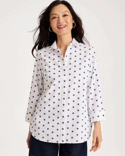 Chico's Classic | No Iron™ Stretch Jacquard Stars Shirt