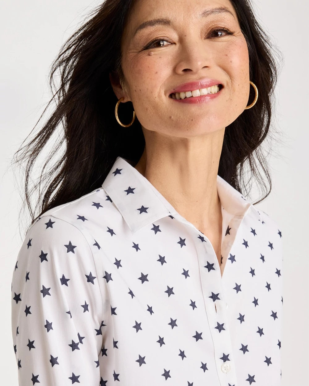 Chico's Classic | No Iron™ Stretch Jacquard Stars Shirt