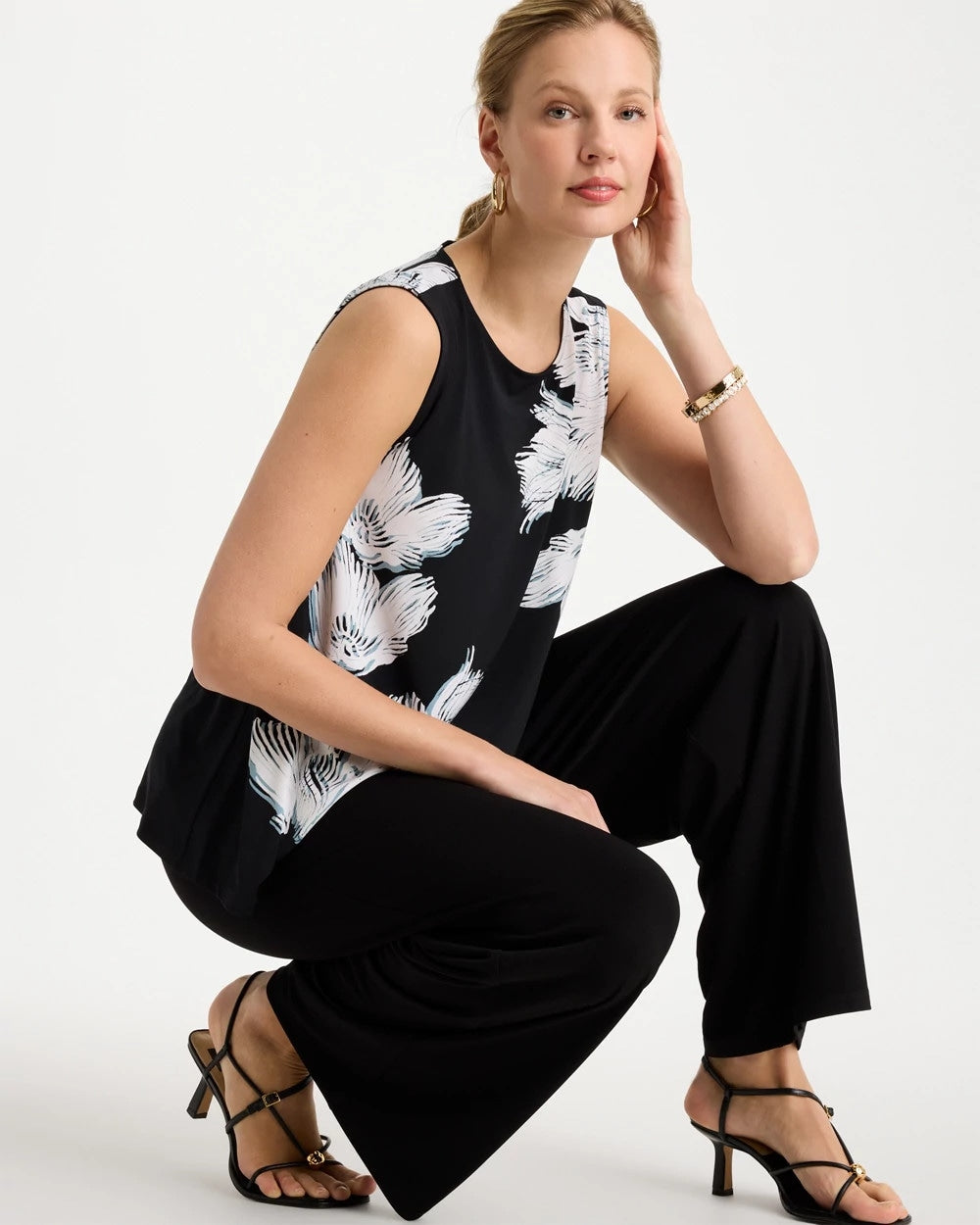Chico's Premium | Travelers™ Knit Abstract Floral Swing Tank