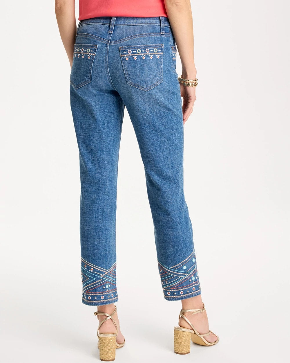 Chico's Sale | Girlfriend Slim Embellished Crop Jeans