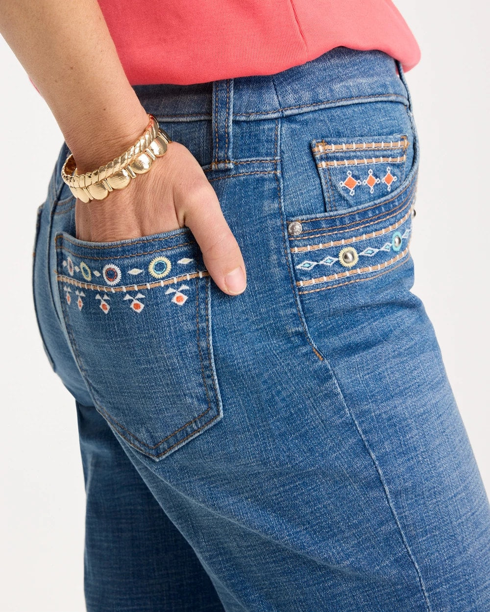 Chico's Sale | Girlfriend Slim Embellished Crop Jeans
