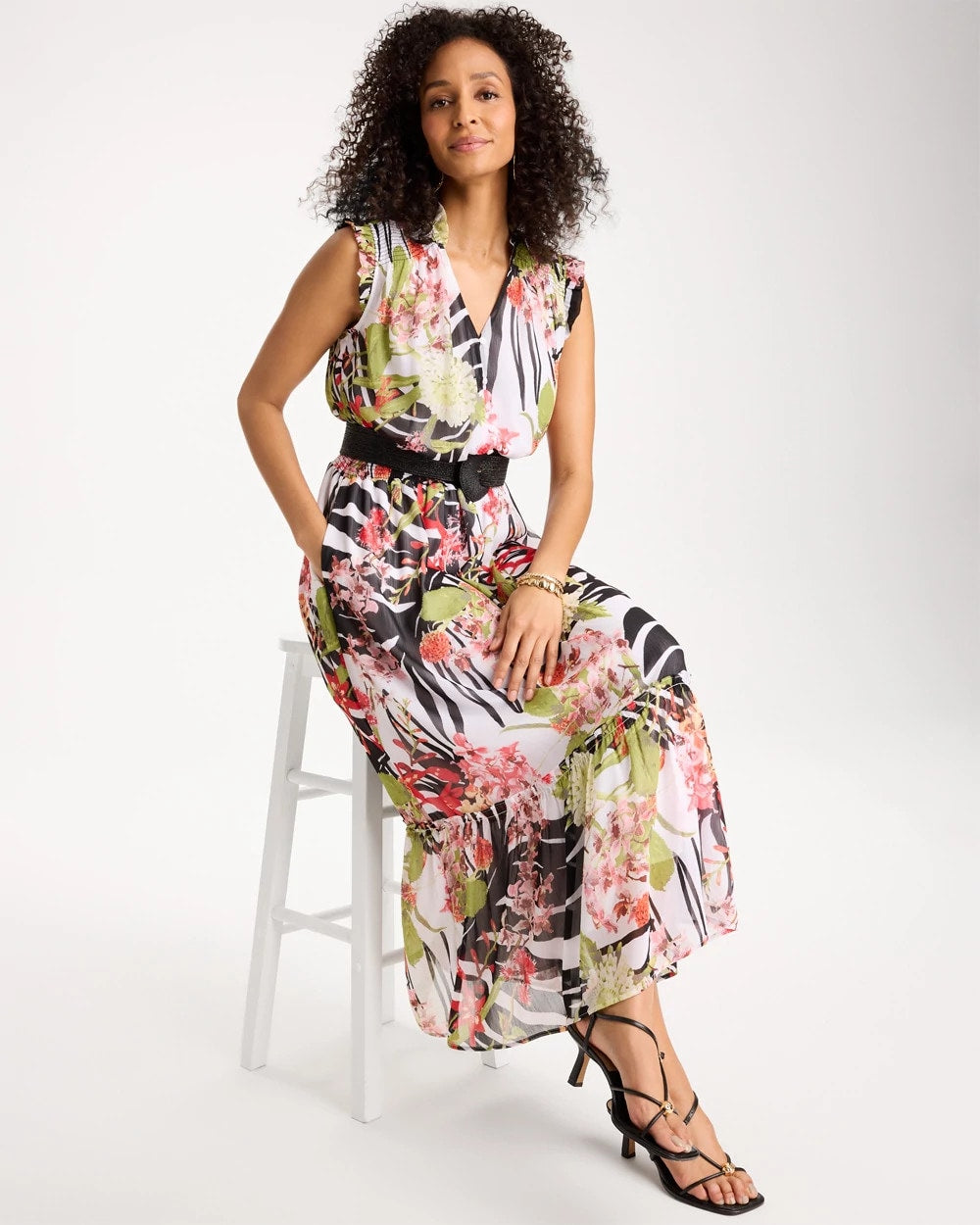 Chico's Signature | Crinkle Chiffon Animal Print Dress