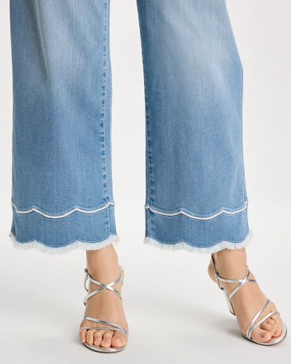Chico's Popular | Scallop Pull-On Wide-Leg Crop Jeans