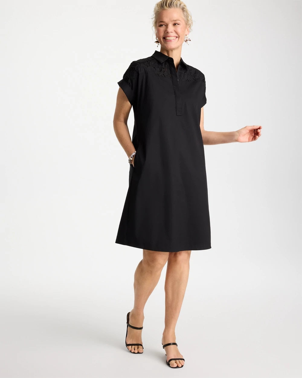 Chico's Customer Favorite | Popover Embroidered Poplin Dress