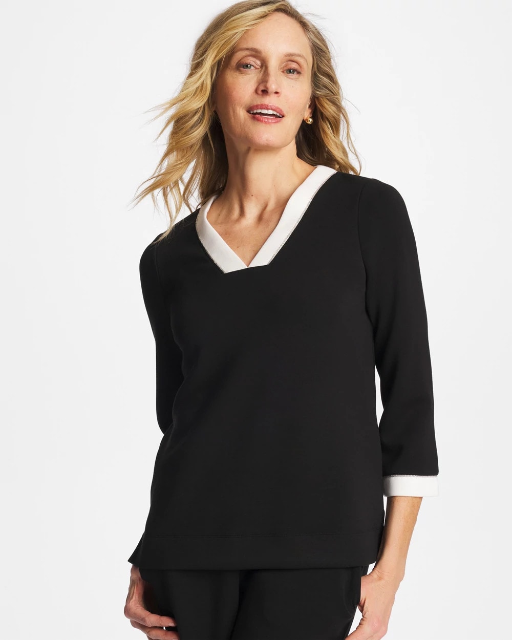 Chico's Exclusive | Zenergy® Soft Caviar Bead Contrast Top