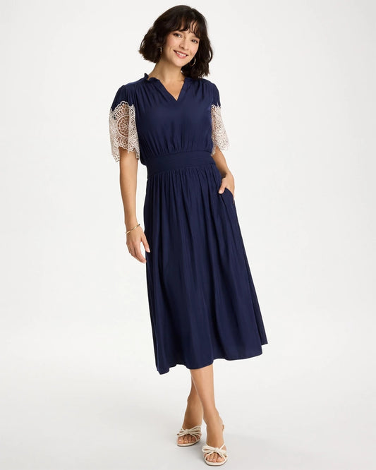 Chico's Best Price | Sea Island Crinkled Midi Dress