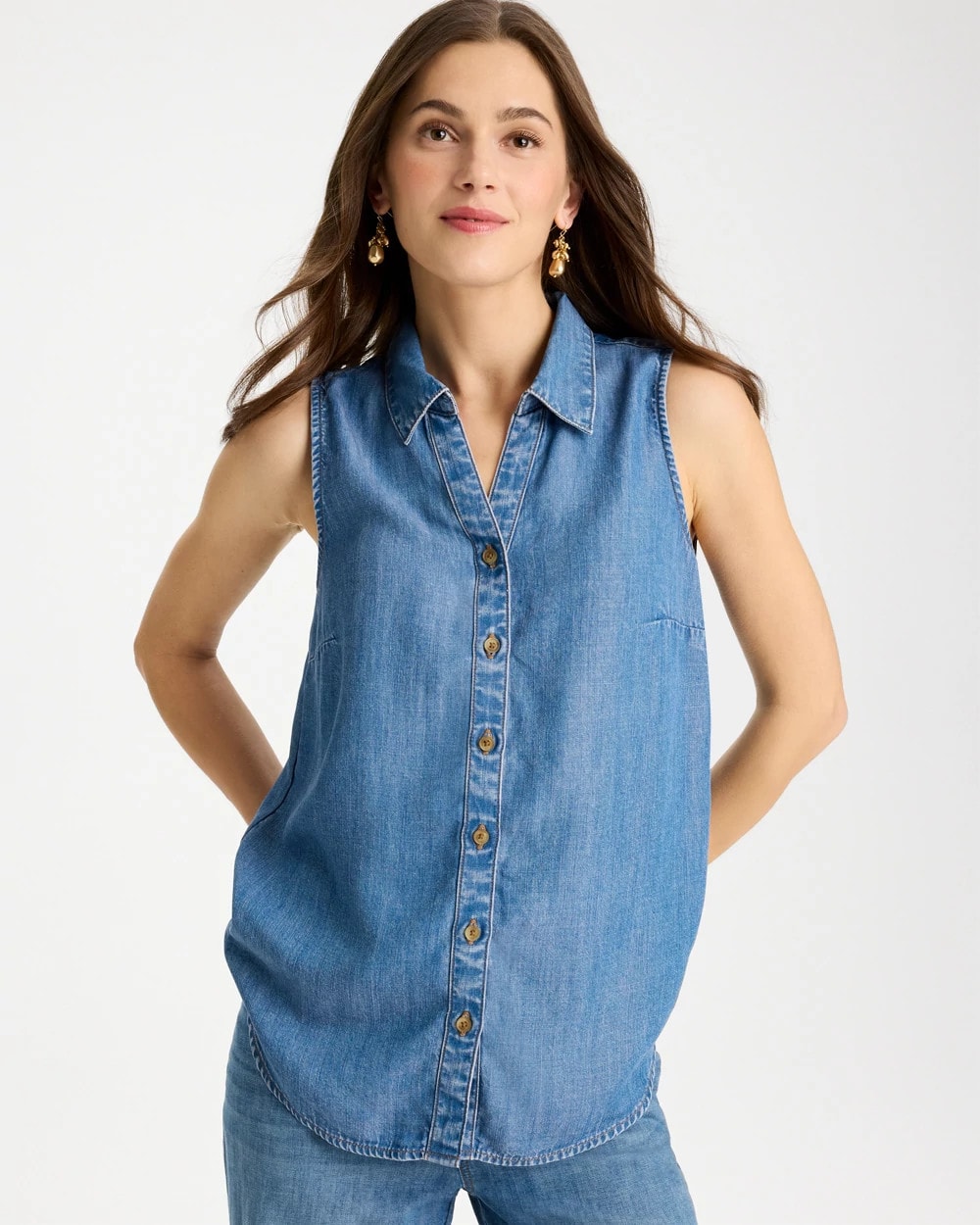 Chico's Classic | Tencel Denim Sleeveless Shirt
