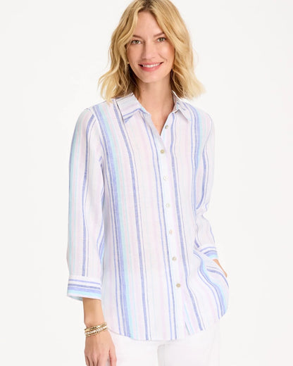 Chico's Signature | No Iron™ Linen Striped Shirt