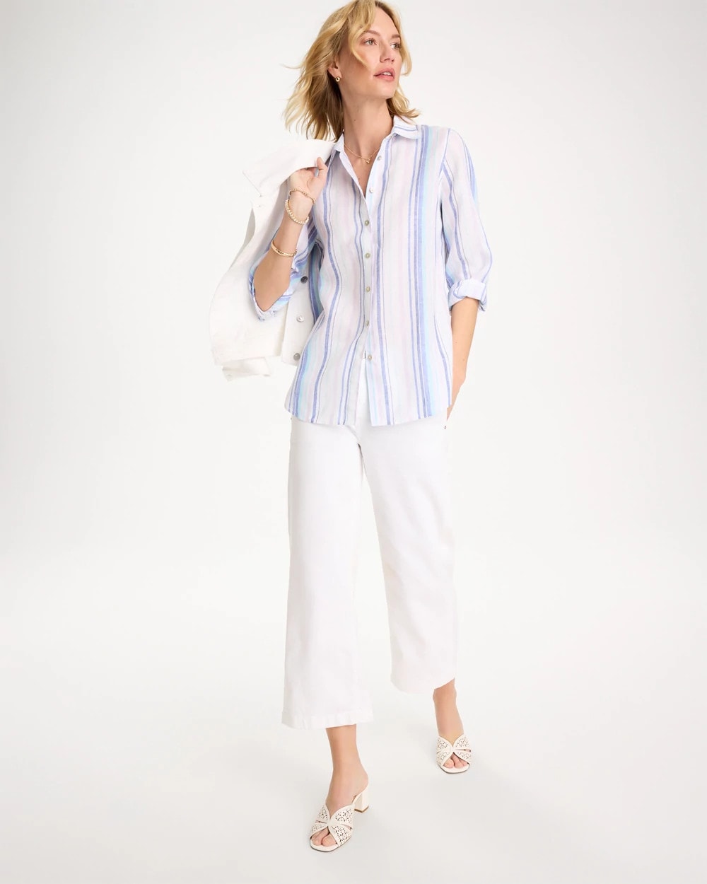 Chico's Signature | No Iron™ Linen Striped Shirt