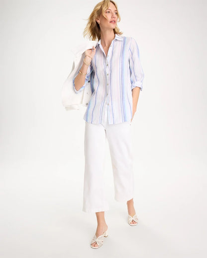 Chico's Signature | No Iron™ Linen Striped Shirt