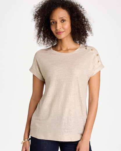 Chico's Signature | Foiled Linen Button Tunic