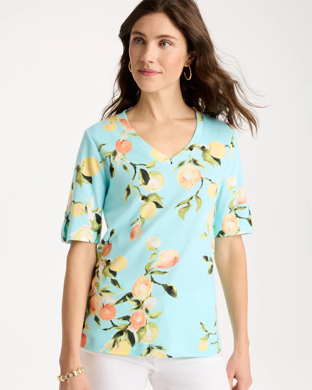 Chico's Hot Sale | Pima Printed Elbow-Sleeve Tee