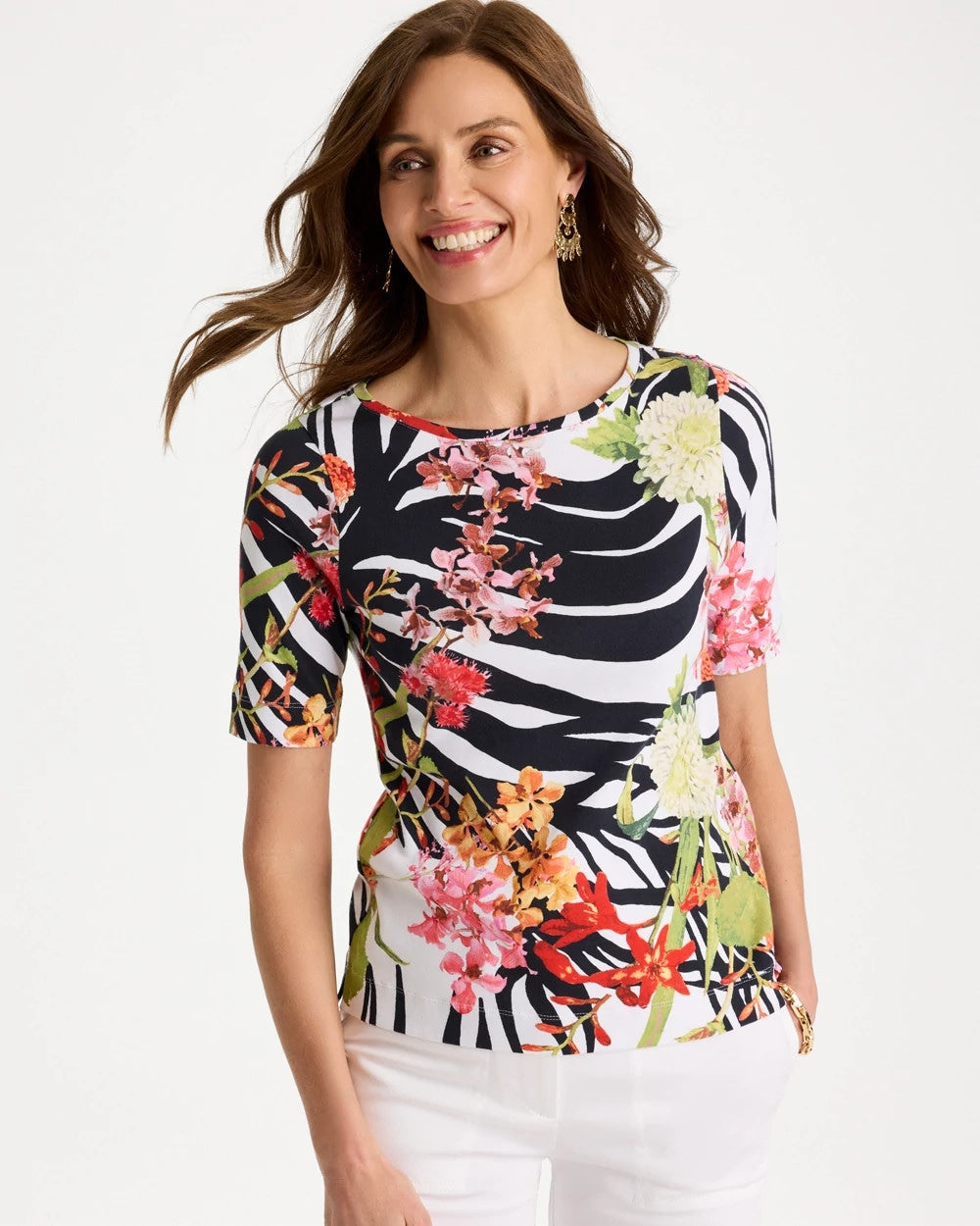 Chico's Exclusive | Pima Cotton Elbow-Sleeve Tee