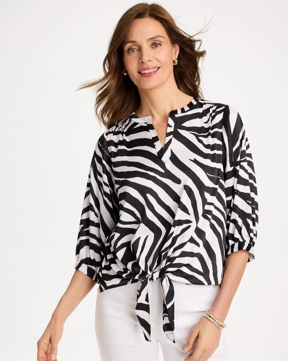 Chico's Featured | Satin Animal Print Tie-Front Top