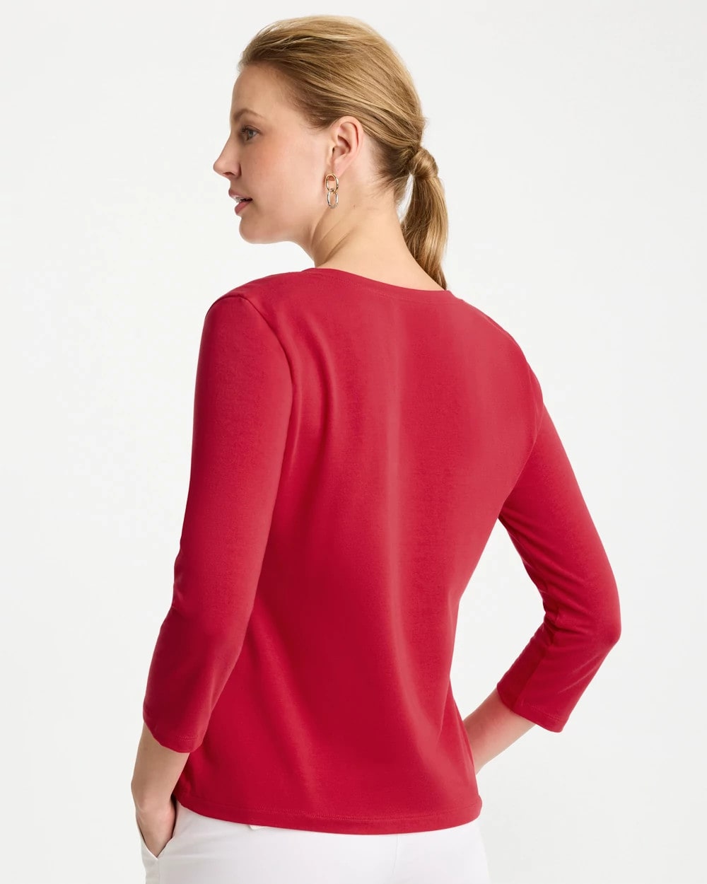 Chico's Popular | Cotton Stretch 3/4 Sleeve Tee