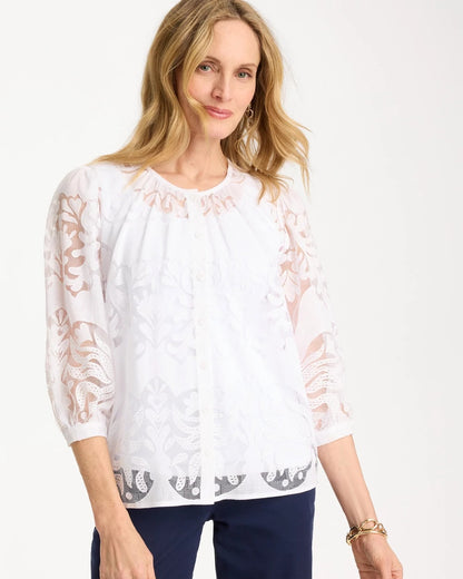 Chico's Essential | Lace Burnout Blouse