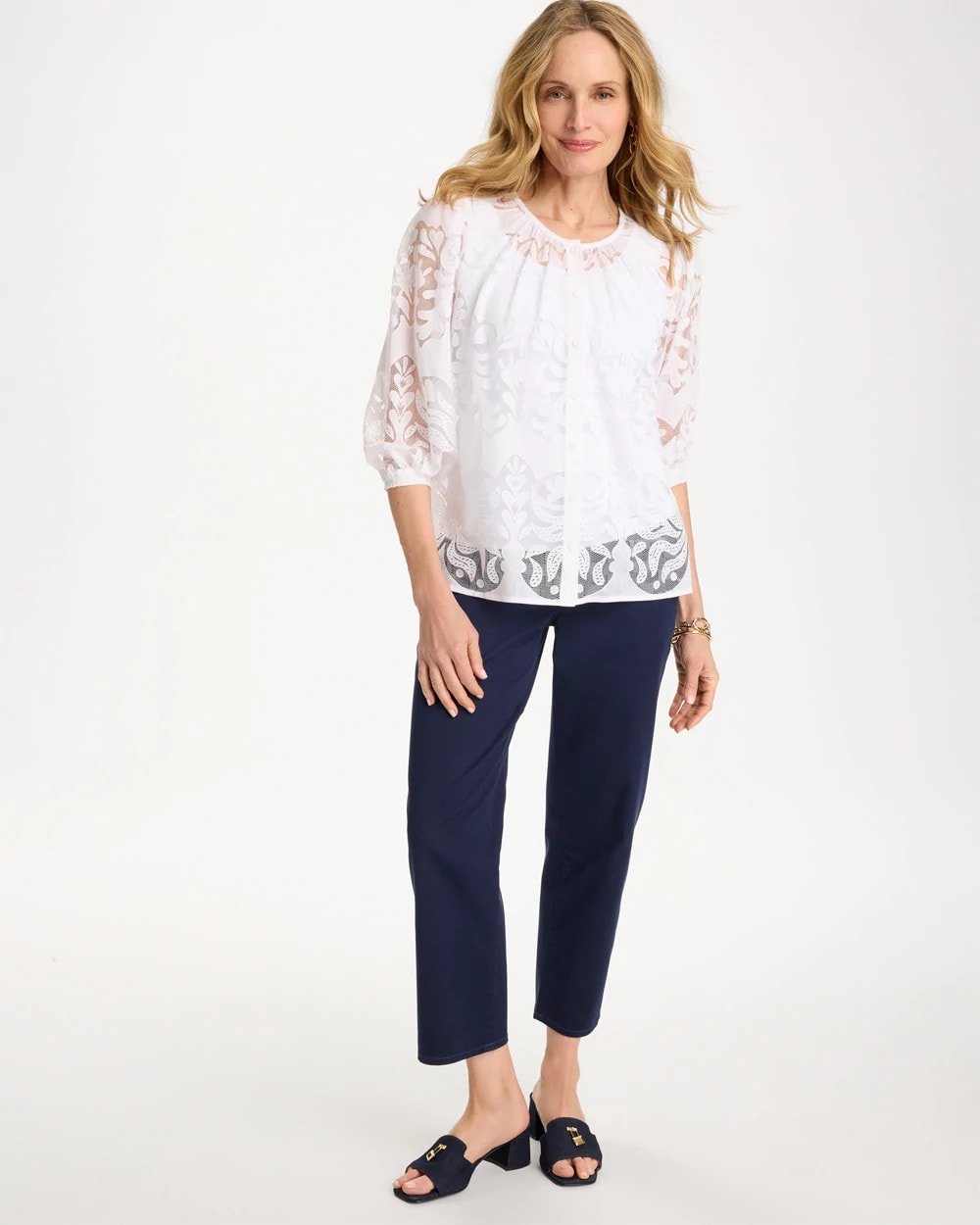 Chico's Essential | Lace Burnout Blouse