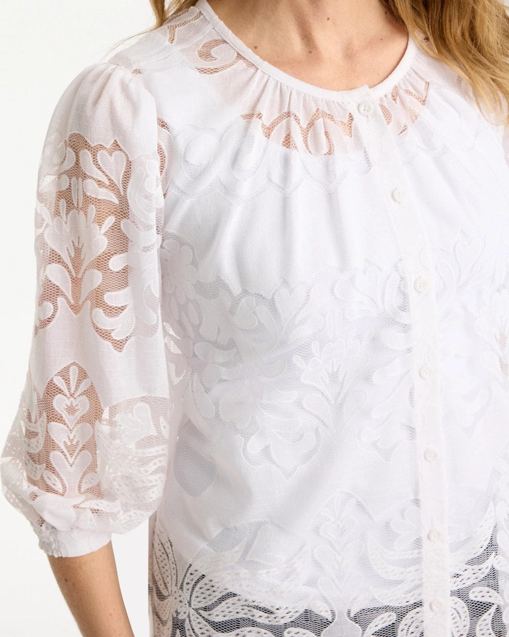 Chico's Essential | Lace Burnout Blouse