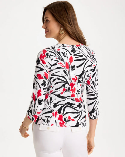 Chico's Popular | Cotton Stretch 3/4 Sleeve Floral Tee