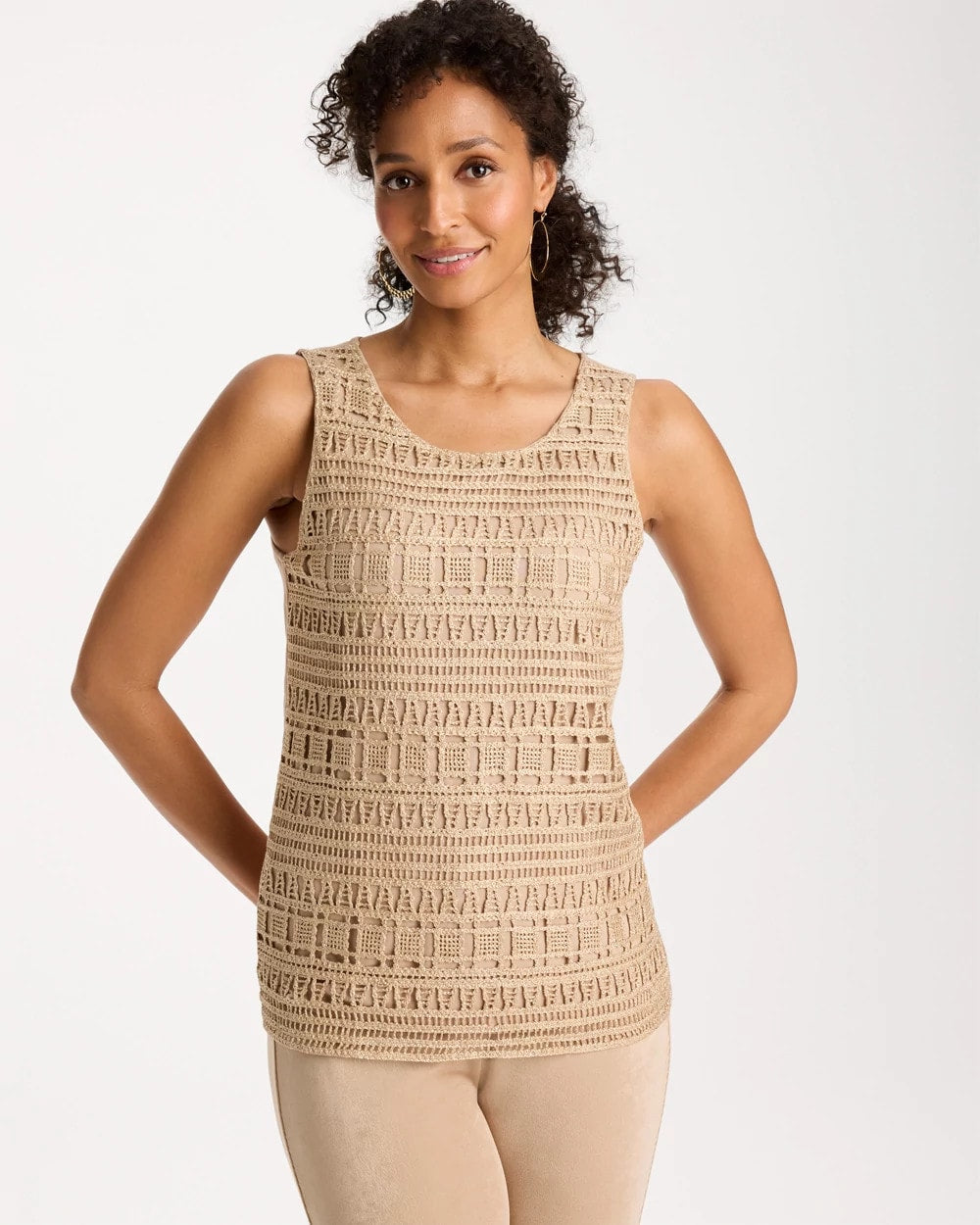 Chico's Latest | Travelers™ Metallic Crochet Sweater Tank