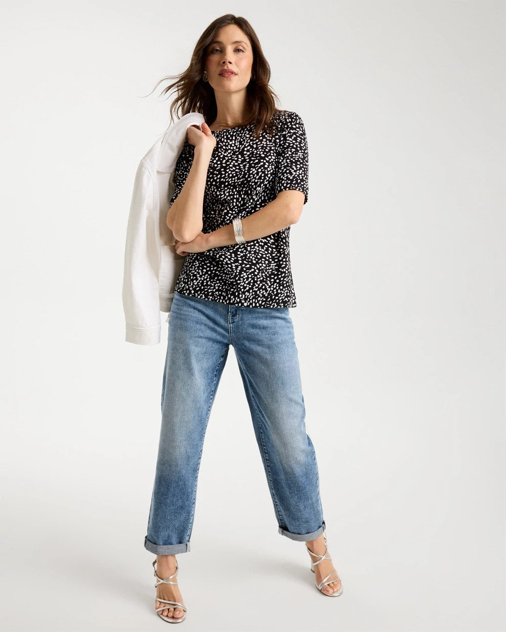 Chico's New | Printed Pima Elbow Sleeve Tee