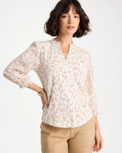Chico's Recommended | Animal Print Ruffled V-Neck Top