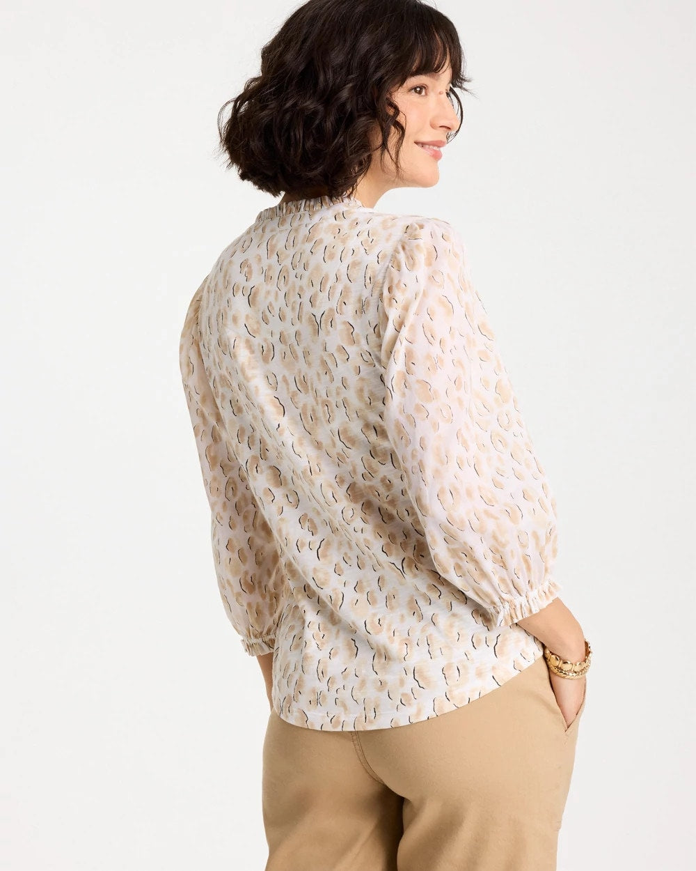 Chico's Recommended | Animal Print Ruffled V-Neck Top