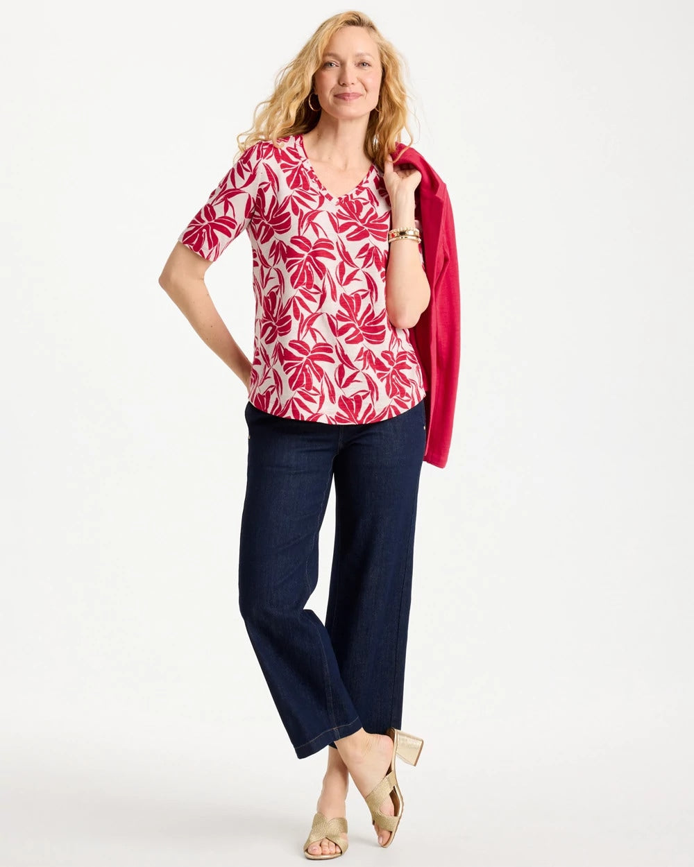 Chico's Trusted | Printed Cotton Slub V-Neck Tee