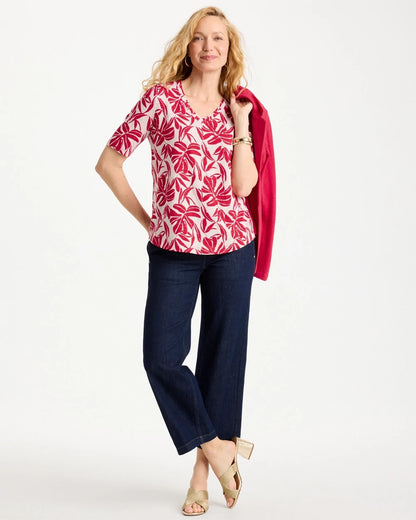 Chico's Trusted | Printed Cotton Slub V-Neck Tee