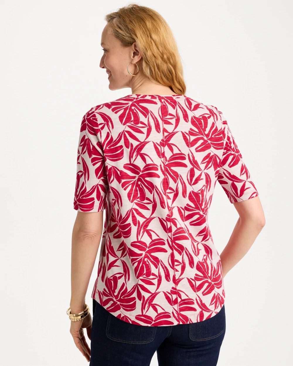 Chico's Trusted | Printed Cotton Slub V-Neck Tee