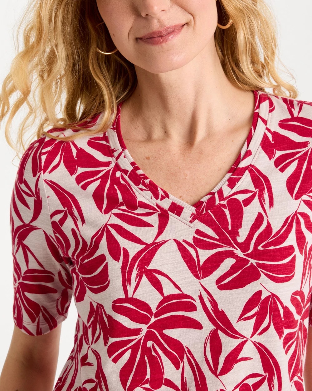 Chico's Trusted | Printed Cotton Slub V-Neck Tee