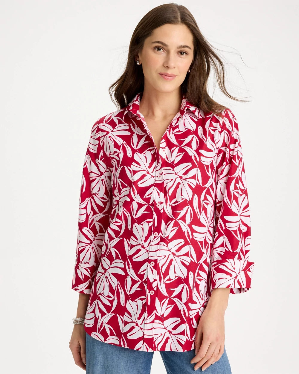 Chico's Top Pick | No Iron™ Stretch Palm Print Shirt