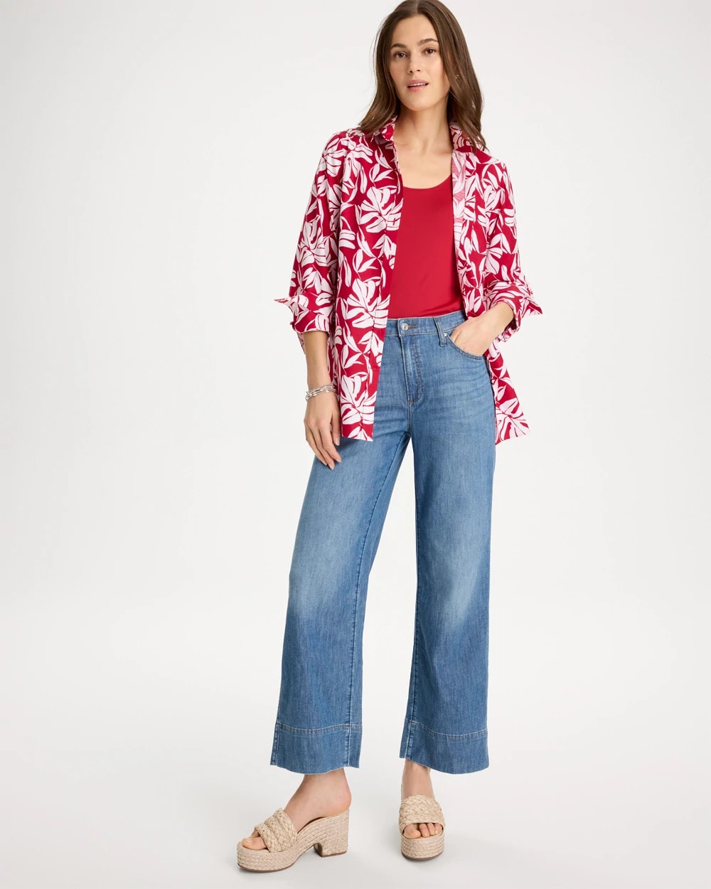 Chico's Top Pick | No Iron™ Stretch Palm Print Shirt