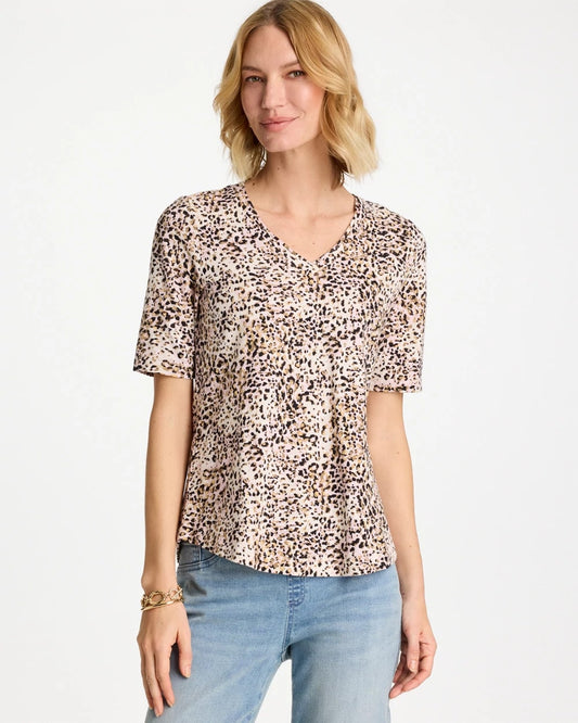 Chico's Premium | Printed Cotton Slub V-Neck Tee